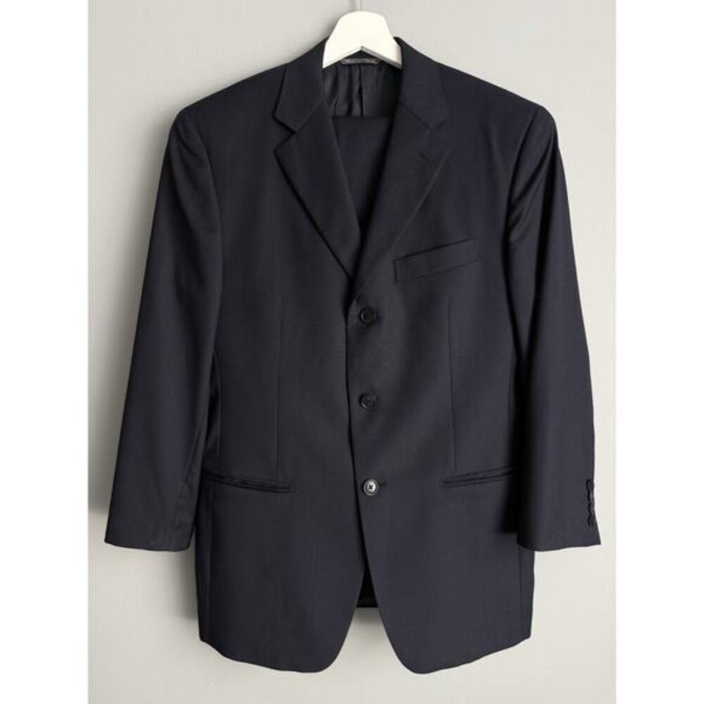 Bachrach Men’s Wool Suit 40 Navy Pinstripe Blazer Pants Made In Italy Classic